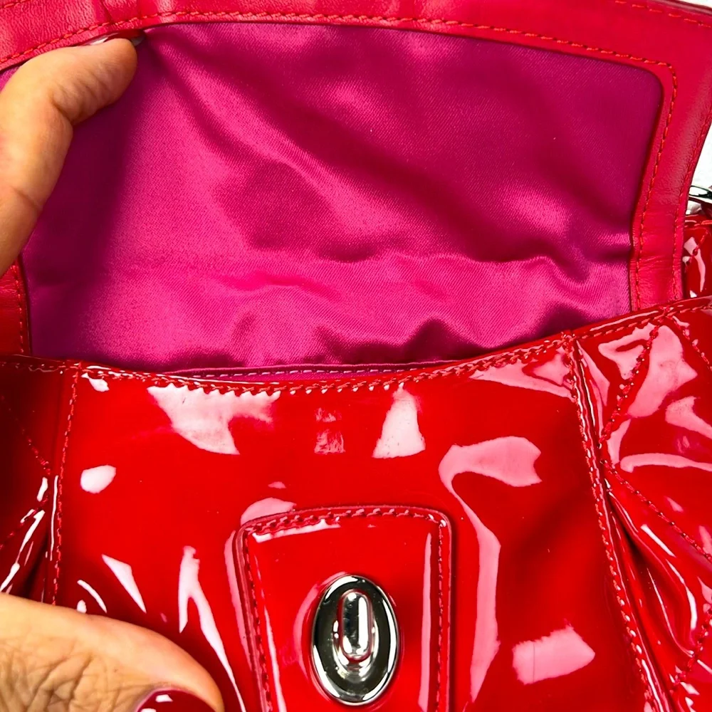 Coach Poppy Willis Red Quilted Patent Leather Crossbody Bag - Picture 8 of 14